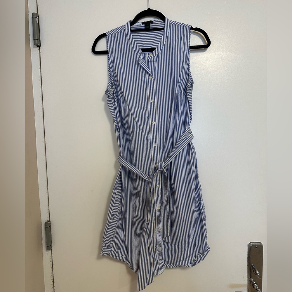Striped JCrew shirt dress with belted tie